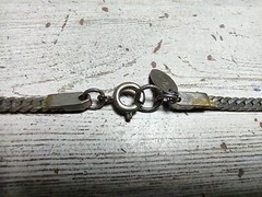Vintage Signed Medici Silver Tone Chunky Diagonal Chain Link Necklace 19″