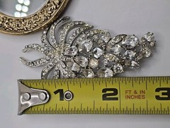 Vintage Elegant Francois Signed Silver Tone Clear Rhinestone Spray Brooch