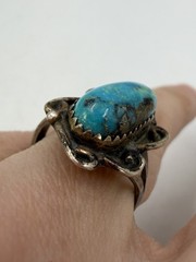 Vintage Sterling Silver Ring Southwest Turquoise Stone Blue Size 6