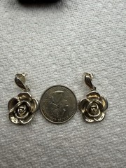 Vintage Sterling 3D Rose Flower Darkened Silver 5.5 Grams Israel Dangle