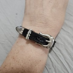 Vintage Brighton Leather Concho Buckle Bracelet 1992 Western Boho