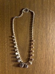 Vintage Aurora Borealis Rhinestone Silver tone Necklace 15.5″