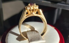 14k yellow gold 0.66ct natural diamond size 5.5 ring ruby vintage heated 4.8gr
