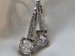 ​JCM Sterling Silver 925 Cubic Zirconia Round Leverback Drop Earrings