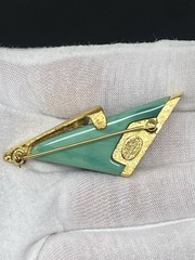 Givenchy Vintage Brooch Pin Green Stone Gold Setting 1979 New York Paris