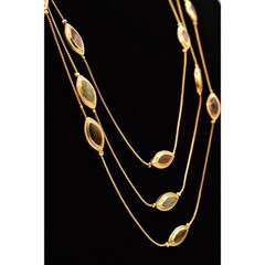 Casual Corner Vintage Necklace Collar Triple Chain Shimmer Enamel Signed Bin7B