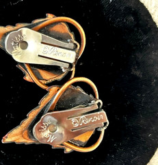 Matisse RENOIR Enamel Copper Leaf Fall-Autumn VinTage Earrings Jewelry