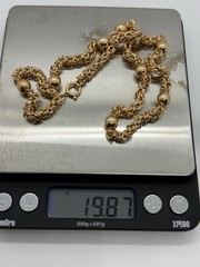 Vintage Portuguese solid gold 19k Necklace and Bracelet Jewelry Set