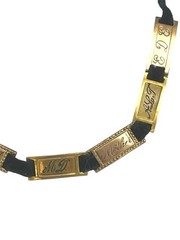 Antique Victorian Friendship Bracelet Engraved Panels Gold Filled. Velvet Tie