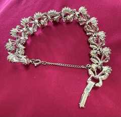 VINTAGE 3 PIECE SET! Smokey Gray Rhinestone Choker, Bracelet, Earrings (clip on)