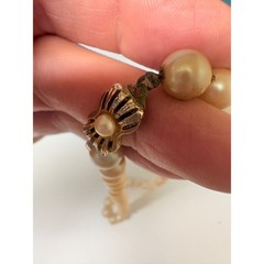 Vintage Faux Pearl Choker Necklace Cream Graduated Beads Gold Tone Clasp 15 In