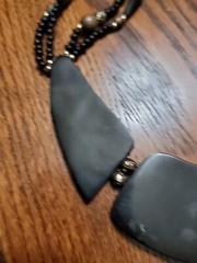 Tribal Geometric Inlay Necklace Stone Acrylic Beaded Art Deco Boho Bib 24 inches