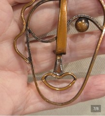 Vintage Rebajes Modern Kinetic Picasso Style Face Necklace