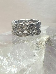 Crystal ring size 6.50 cocktail band sterling silver women girls