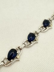 Vintage Barclay Art Deco Rhinestone Blue Panel Link Bracelet