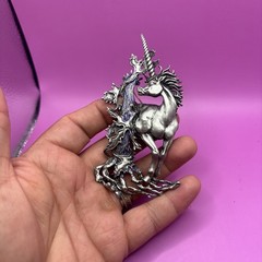 Vintage JJ Unicorn Large Brooch Pin Pewter Plated Mythical Fantasy Fairytale