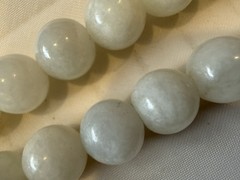 Vintage white jade 10mm beaded necklace, Barrel Clasp Approx 18” Never Removed