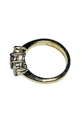 Vintage Oval Amethyst Ring Clear Glass Accents Gold Tone Size 6 Cocktail Costume