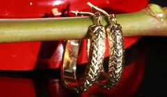 14k yellow gold earrings 0.68″ diamond cut hoop vintage handmade 1.15gr N2906