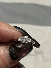 Art Deco c.1930 White Sapphire Diamond 18K White Gold Platinum Ring Sz 5.75