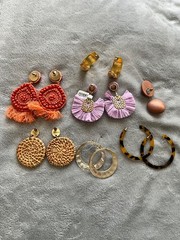 Vintage Lot of Statement Earrings – 7 Pairs Pierced Mixed Materials