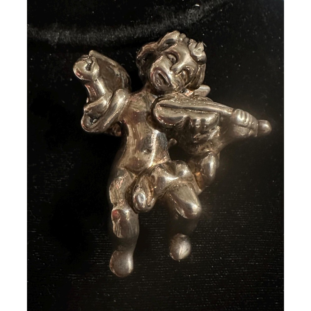 Sterling Silver Electroform Cherub Angel Pin Pendant