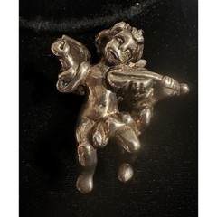Sterling Silver Electroform Cherub Angel Pin Pendant