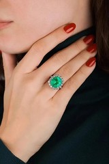 Vintage Style Art Deco 5.30 Ct Natural Green Emerald Wedding Ring 925 Silver