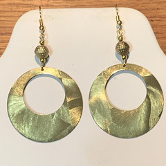 NEW LISTING* LG.HANDCRAFTED VTG.ENGRAVED GOLDEN BRASS- OPEN RING- EARRINGS-NEW#1