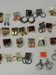32 Pair Vintage NOS Hoop Earrings Lot Hypoallergenic Gold Silver Tone