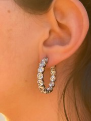 Classic Huggie Hoop Womens Earrings 2.4 Ct Simulated Diamond 14K White Gold Over