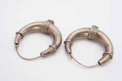 Vintage Sterling Silver 925 Hoop Earrings Ball Wire