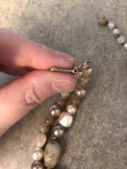 Vintage Coro Creamy Beige Gold Tones Painted Faux Pearls 2 Strand Necklace