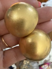 Vintage Erwin Pearl Brushed Gold Tone Statement Runway Pierced Earrings