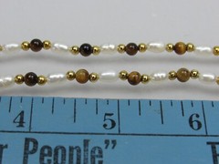 Vintage Tiger’s Eye & Freshwater Pearl Beaded Heart Pendant Necklace