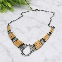Vintage Style Light Wood Design Women’s Choker Fashion Necklace