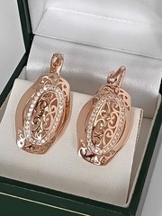 Vintage 1990-s 14 Ct Rolled Gold Zircons Earrings-Hallmarked 585 RG