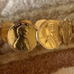 Vintage American Pennies Penny Cuff Bracelet 1970s, 2.25″ Diameter