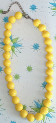 Vintage Yellow Beaded Bead Necklace Rockabilly Mod Adjustable Length