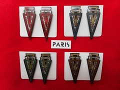 VINTAGE Art Deco Design, HEXAGON SHAPE, Glitter CLIP Earrings from France