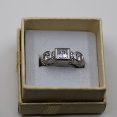Triple Gemstone Ring Sterling Silver