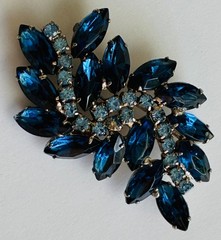 Vintage Blue Crystal Brooch Pin