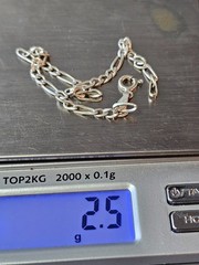 Vintage Sterling Silver Figaro Chain Bracelet 7″ 2.5gms 3mm wide Milor Italy