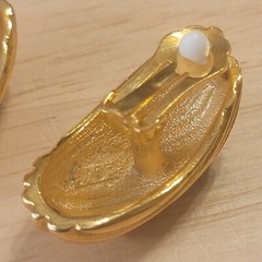 Gold-Tone Black Enamel Swirl Clip-On Earrings 1.5″ Long