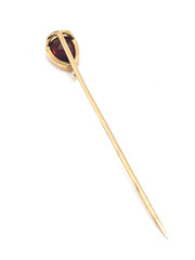 Antique 14K Almandine Garnet Stick Pin w/Pearl
