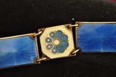STUNNING! David Andersen Norway Sterling Silver Guilloché Enamel Bracelet @ $465