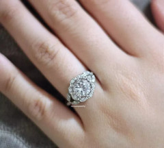Vintage Art Deco Style Lab Created Diamond Engagement Ring 925 Sterling Silver
