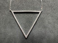 3.70g Vintage Sterling Silver 925 Pave Triangle Pendant Necklace 32 in M
