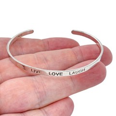 Vintage Sterling Silver 925 | Live Love Laugh Cuff Bracelet | 7″
