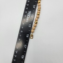 Vintage NAPIER Cream Beaded Necklace Gold Tone Simple Everyday Wear 16″